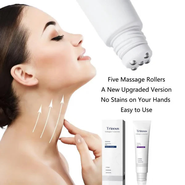Roller Massage Neck Cream 🧴 Collagen & Hyaluronic Acid | Firms Neck, Reduces Wrinkles & Double Chin